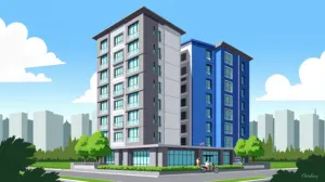 an_illustration_of_a_condominium_building_with_sections_in_blue_to_represent_the_